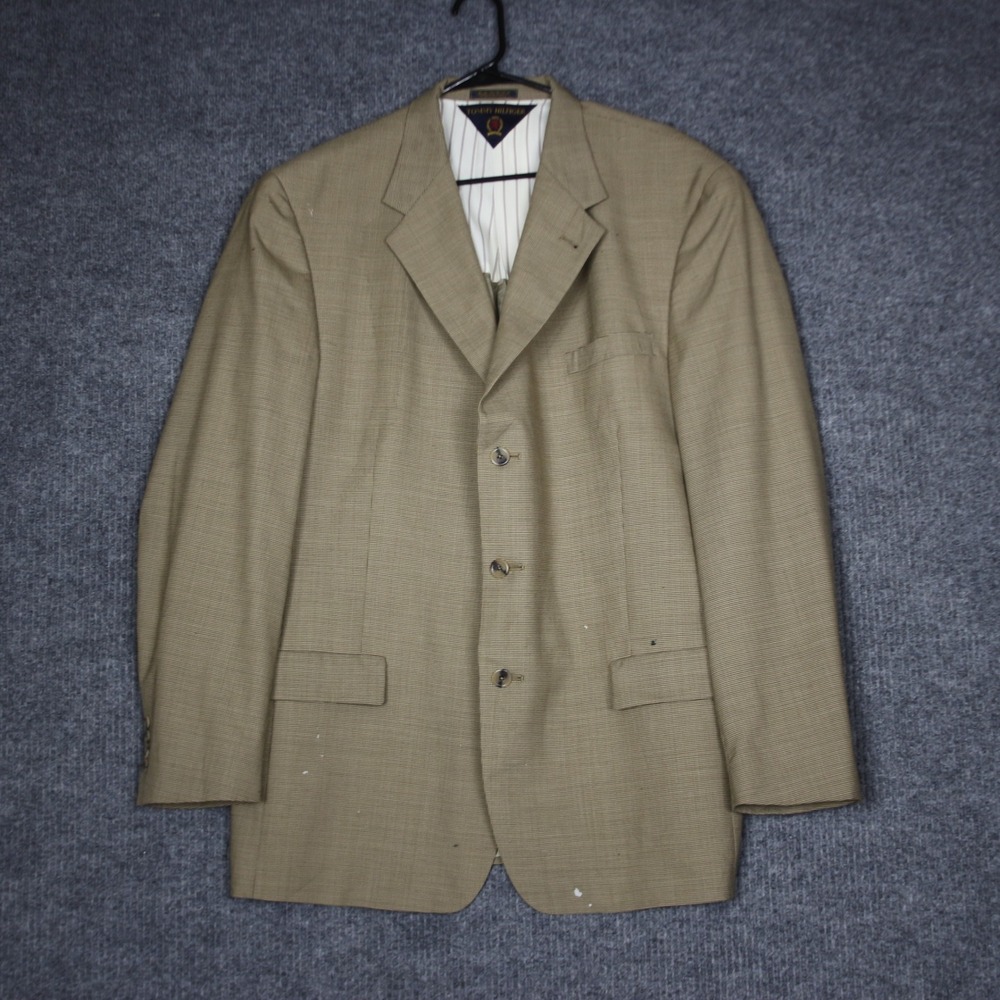 Tommy Hilfiger Dillards‎ Men's Houndstooth Blazer Sport Coat Size 46L Flawed
